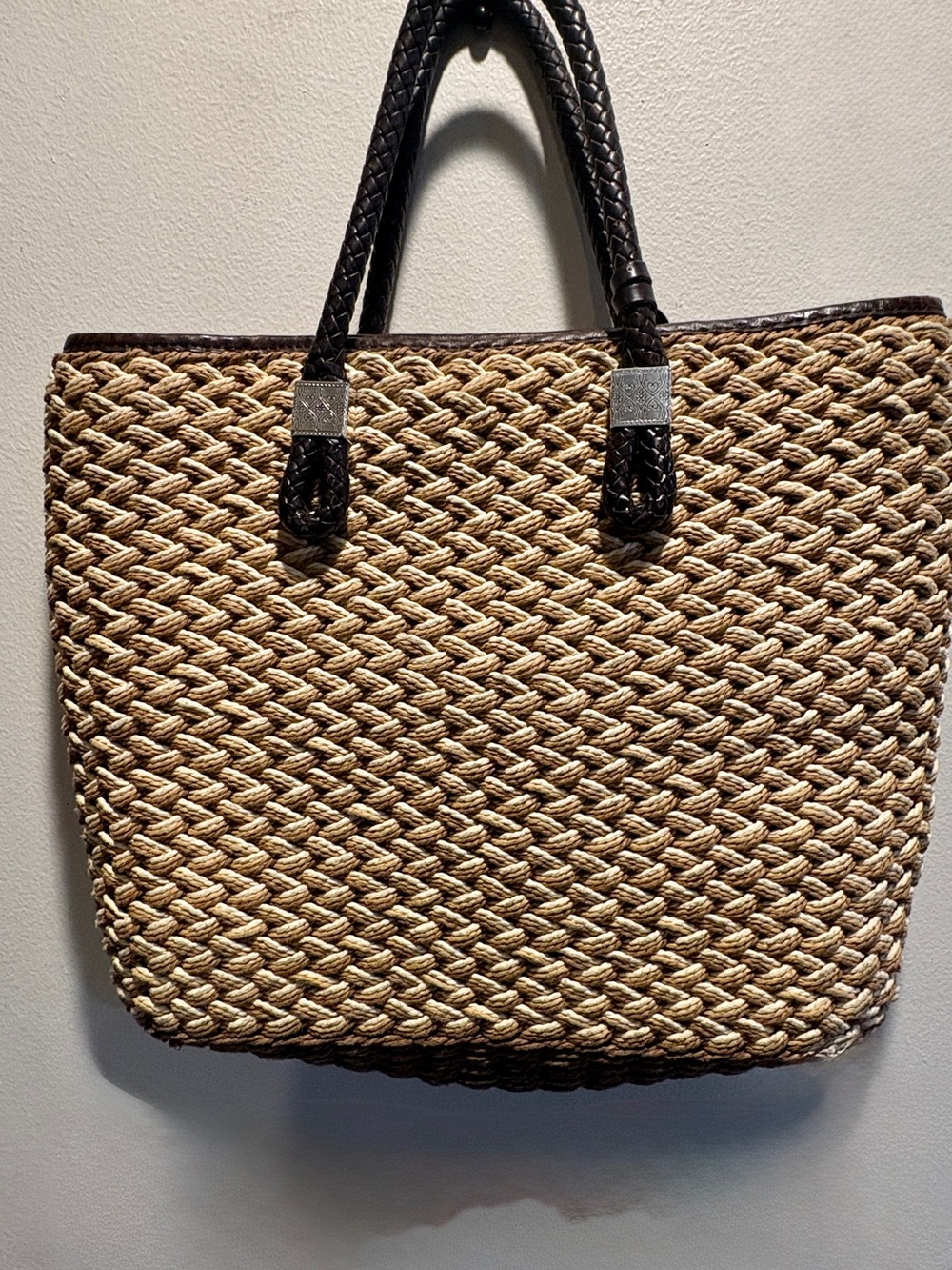 Brighton Braided Straw Tote with charms Spring/Summer Travel Leather Handles